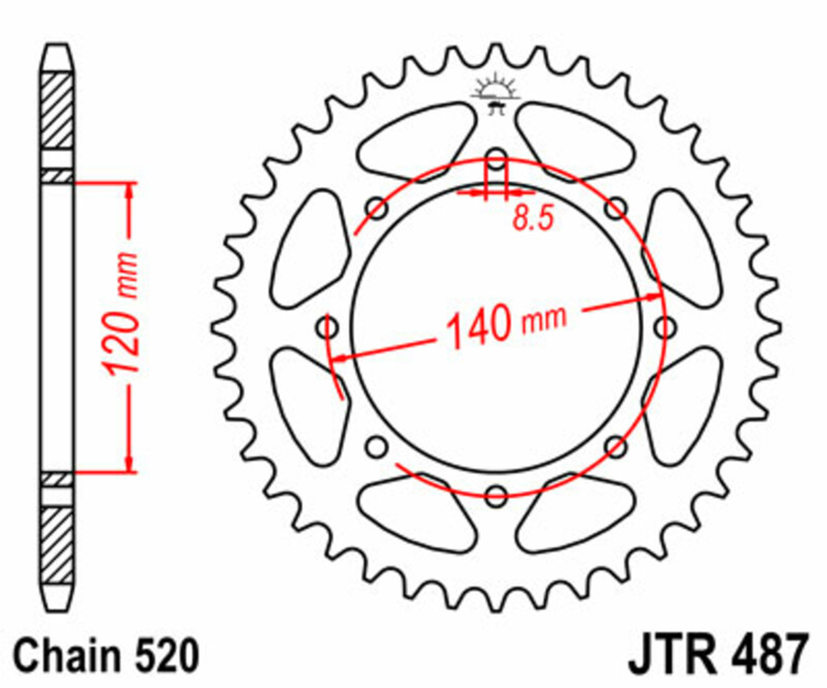 CORONA JT487 de acero con 47 dientes